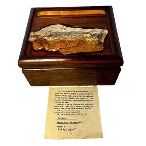 Vintage Handmade Mahogany Wood Box Ceramic Tile Lid Southwestern Cactus OOAK